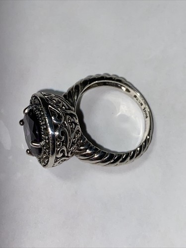 Ring size 6 purple crystal sterling Marcasite cocktail 10mm Stone Fancy Setting - Picture 3 of 18