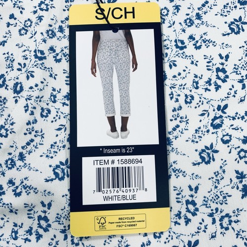 Pantalone Mario Serrani Capri piccolo donna polsino elasticizzato bianco blu Italia nuovo - Foto 6 di 7