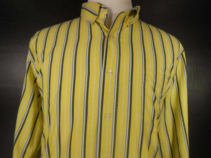 Красивая мужская рубашка XL Ralph Lauren Chaps в желтую полоску с длинным рукавом на пуговицах - Изображение 2 из 4