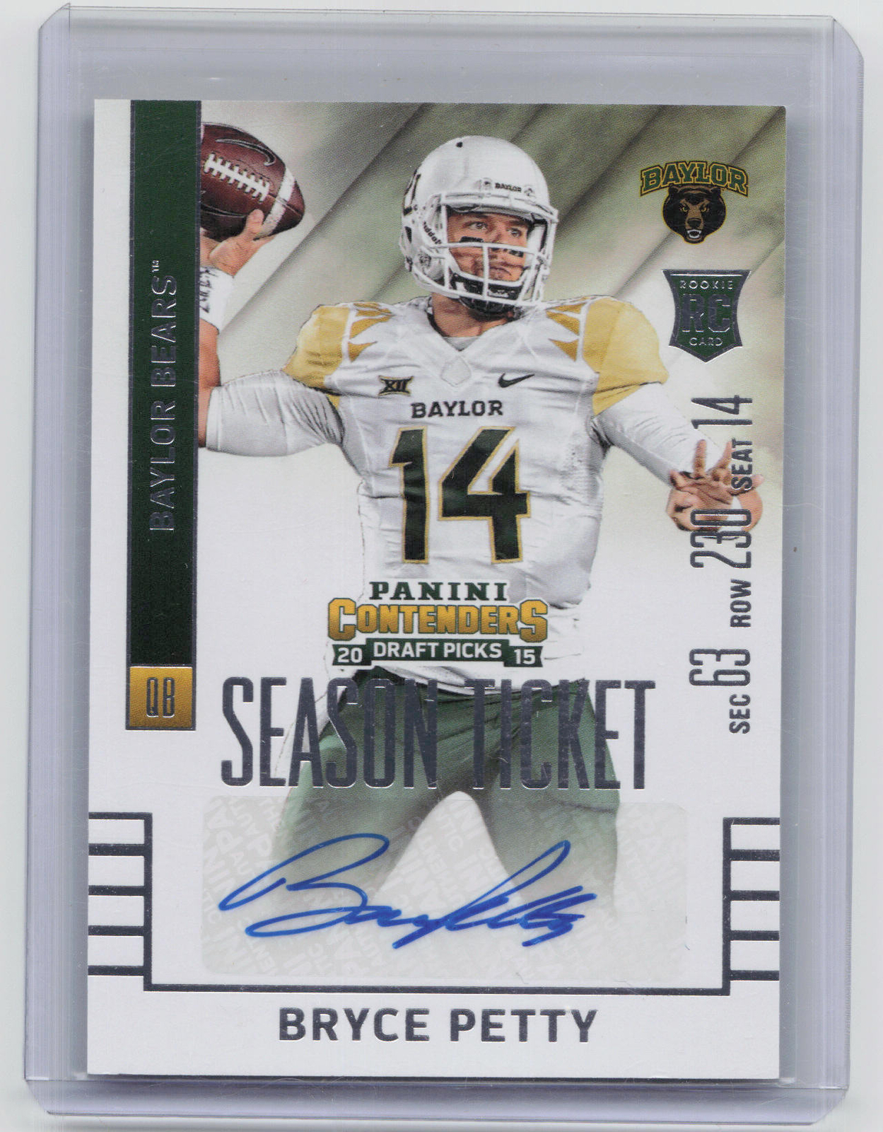 2015 Panini Contenders Draft Picks #161 Bryce Petty