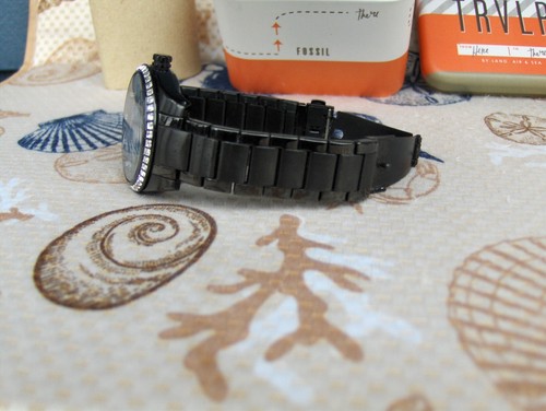 FOSSIL BQ1546 CARISSA BLACK STAINLESS BRACELET SWAROVSKI CRYSTAL BAGUETTES - Picture 13 of 24