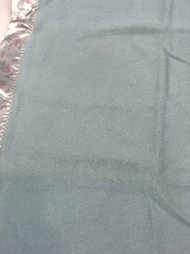 Vintage Blue Baby Blanket Fleece Acrylic Satin Trim Animals Beacon - Picture 5 of 5