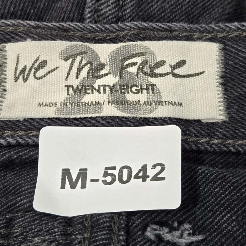 Pantalones Cortos We The Free People Mujer 28 Negros Denim Corte Botón Mosca Bolsillos Deshilachados Foto 2 de 4
