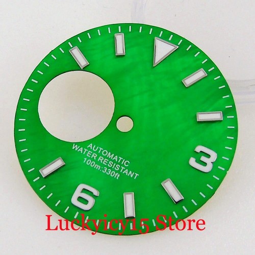 29MM Watch Shell Dial Fit NH38 Automatic Case Blue/Green Lumious Marks Dial - Bild 22 von 23