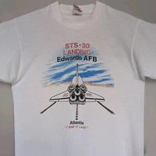 Vtg STS-30 Landing Edwards AFB T-Shirt Atlantis NASA Space Shuttle I Saw It Land