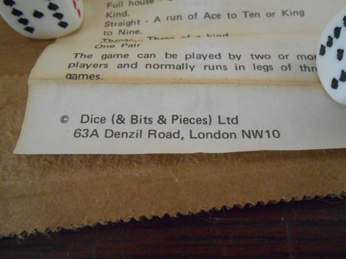 Vintage Poker Dice (& Bits & Pieces) Ltd London w/ Original Leather Case + Rules - Picture 7 of 7