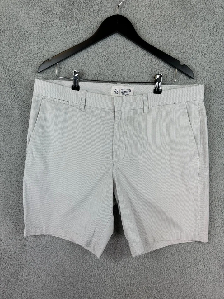 Pantalones Cortos Chinos Penguin Hombres 36 Prendas para Reflexiones Crema Clásicos Frente Plano Algodón Informal Foto 3 de 4