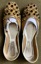 Indian Punjabi Pakistani Ethnic Traditional Women Khussa Flat Shoes Juti US 6