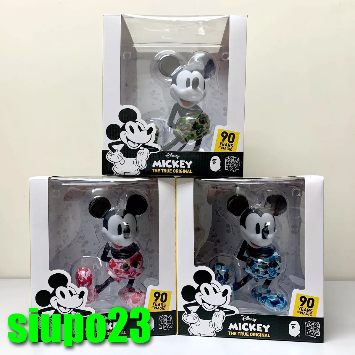 Medicom VCD A Bathing Ape Bape x Mickey Mouse Figure Full Set 3pcs