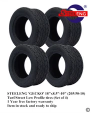 STEELENG GOLF CART 18"x8.5"-10" (205/50-10)  GECKO TURF/STREET LOW PROFILE TIRES
