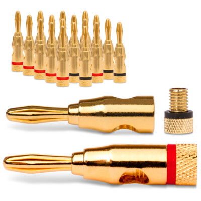 20x Bananenstecker vergoldet High End Bananas Banana für Kabel bis 6mm² 24K  DE