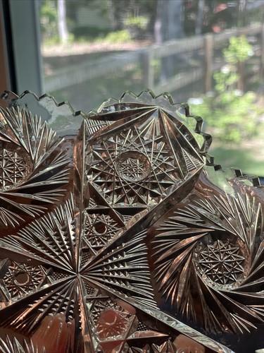 ABP American Cut Glass Butter Dome Dish Lid Pinwheel Hobstar Ozone Flashy - Picture 7 of 18