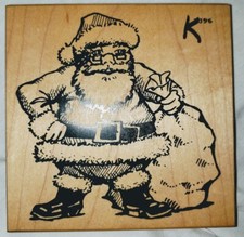 Large BLOCK Rubber Stamp SANTA CLAUSE Christmas