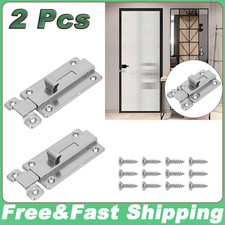 2 Pcs Stainless Steel Latch Sliding Silver Doors Lock Keyless Door Bolt For Door