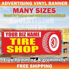 Your Biz Name Tire Shop Advertising Banner Vinyl Mesh Sign Garage Service Repair