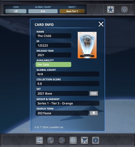 Topps Star Wars Card Trader (2021) BASE SERIES 1 T5 Orange THE CHILD *Digital - Picture 3 of 3