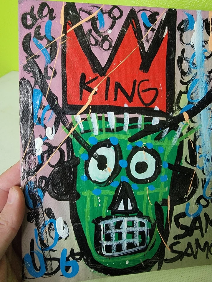 Jean Michel Basquiat уличное искусство граффити стиль поп акриловый холст 1981 король SAMO - Изображение 2 из 4