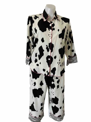 JOSIE PAJAMA WOMENS 2 PCS SIZE LARGE BLACK & WHITE COLOR - Picture 1 of 5