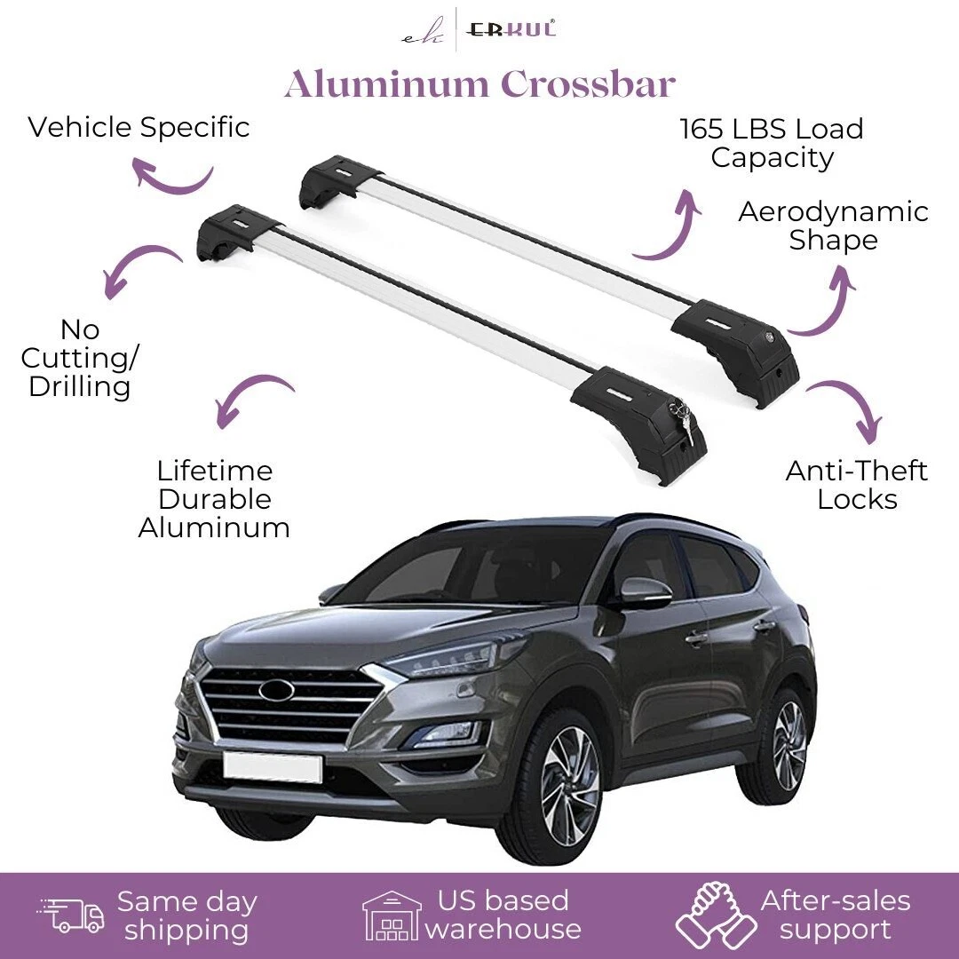 ERKUL Roof Rack Cross Bars Fits Hyundai Tucson 2016 21 Aluminum