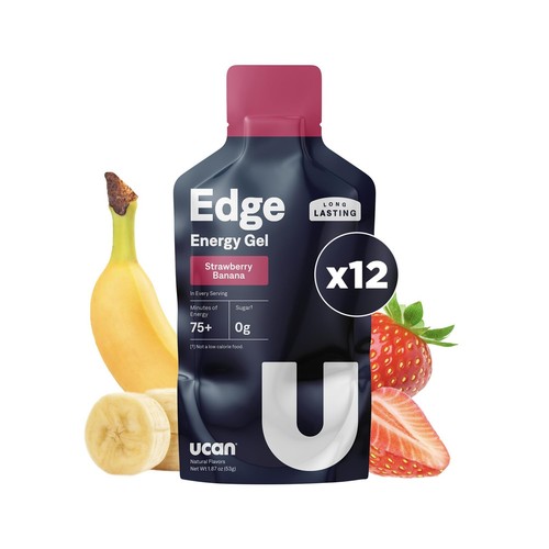 Edge Energy Shots, Strawberry Banana (12, 2 Ounce Packets) for Running, Train...