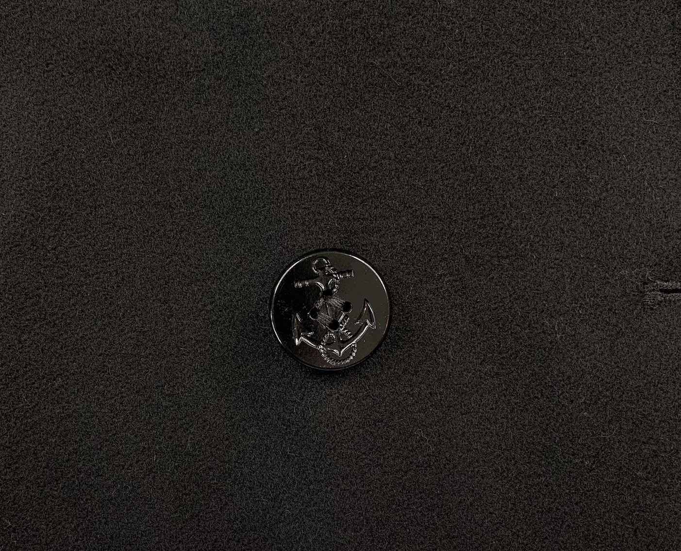 Mens 42 L Sterlingwear " Anchor Collection " Solid Black DB Wool Blend Pea Coat