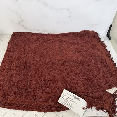 ARC 100% Cotton Chenille Throw Blanket Light Rug India Fringe Cinnamon 50x60 NWT