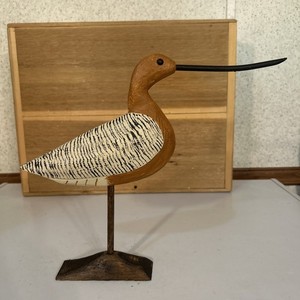 Small Hand Carved Gunning Style Alert Avocet  Shorebird Decoy