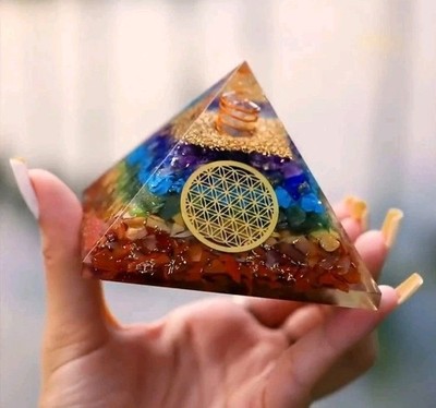 7 Chakra Orgonit Pyramide Blumen des Lebens Positive Energie Spirituelle Heilung 80mm