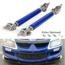 2XBlue Adjustable Front Bumper Lip Splitter Spoiler Strut Rod Tie Support Bar