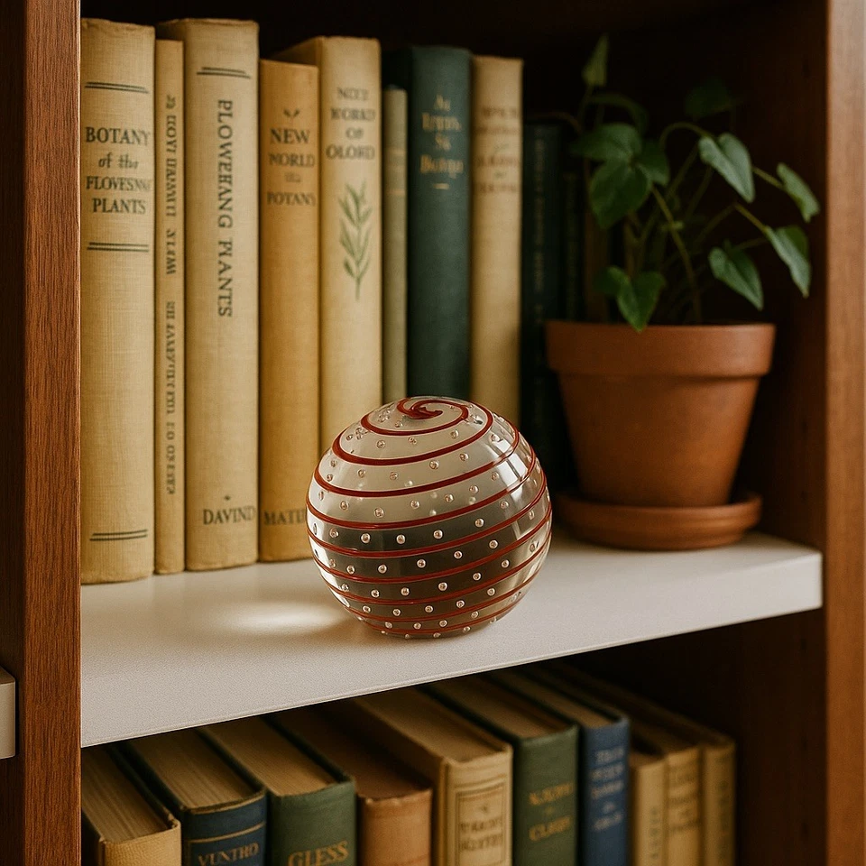 Vintage KSU brown Swirl & bubbles Glass Paperweight Handblown Art Glass - Image 2 of 4