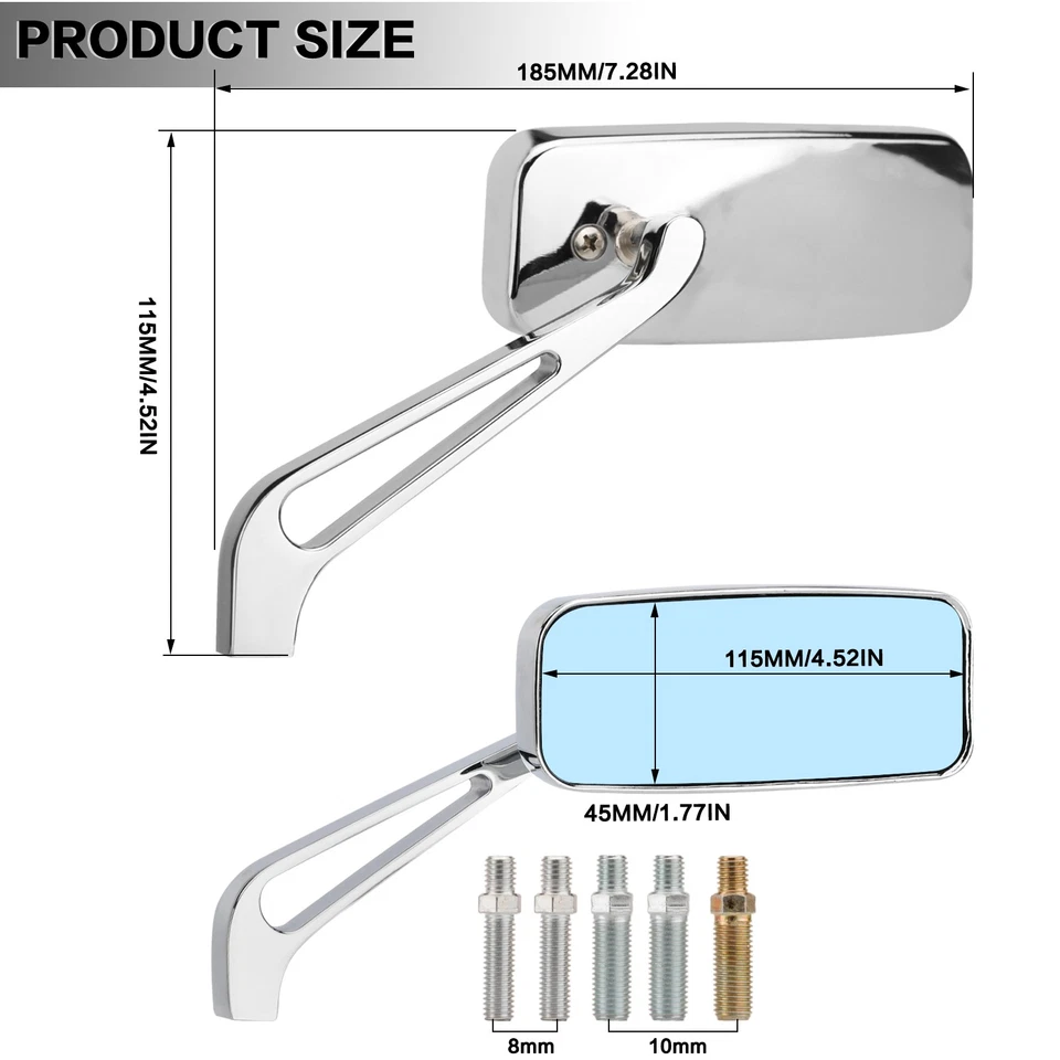 Espejos retrovisores cromados para Harley Sportster Dyna Softail Street Road Glide Foto 2 de 4