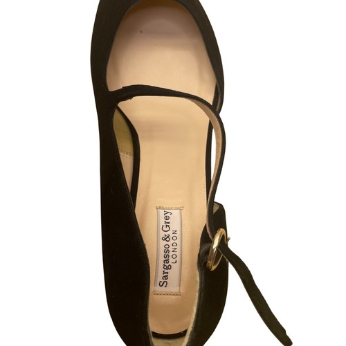 Sargasso & Grey Womens Black Suede Cross Strap Heels Elegant Pointed Toe Size 42 - Picture 8 of 10