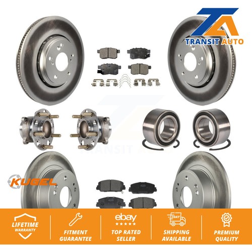 Front Rear Hub Bearing Coated Disc Brake Rotor & Pad Kit (10Pc) For Honda Accord - Picture 1 of 12