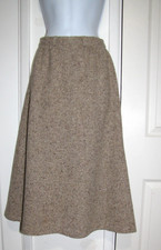 Vintage 60  s-70's Beige Tweed Skirt Midi A-Line High-waist Lined 27"-waist Wm. S