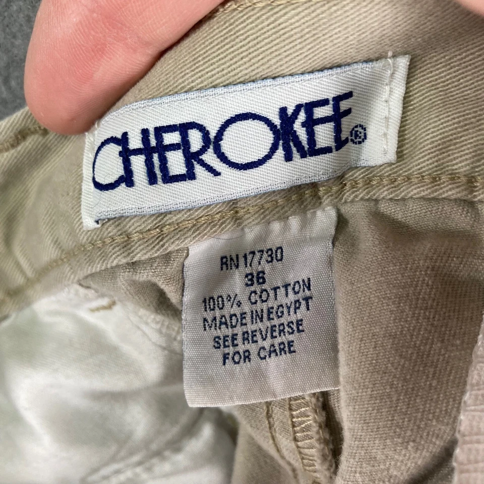 Pantalones Cortos Cherokee Para Hombre Plisados Caqui Algodón Talla 36 Cintura Elástica Informales Foto 3 de 4