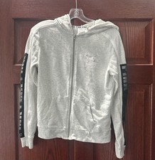 PINK Victoria s Secret Gray Full Zip Hoodie XS Lightweight Logo Sleeve Jacket