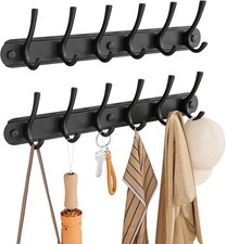 2-Pack Wall Mounted Coat Rack with 6 Hooks, Rustproof Aluminum Heavy Duty Coat