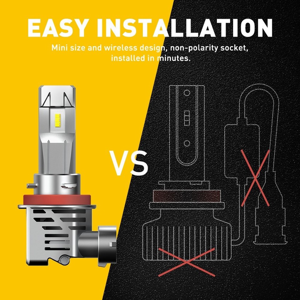 H11 H8 LED H9 Headlight Kit High Low Beam Bulb Super Bright 6500K - Foto 3