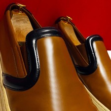 $849.00 !! PRADA LUXURY MEN'S RARE BROWN LEATHER LOAFERS SHOES MARK UK SIZE 11