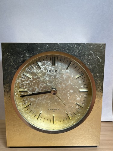 Vintage Seiko schwere 6 Zoll Art Deco Schreibtisch Tischuhr Gold - Bild 1 von 8