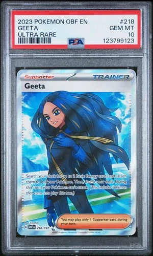 2023 POKEMON OBF EN-OBSIDIAN FLAMES ULTRA RARE #218 GEETA PSA 10