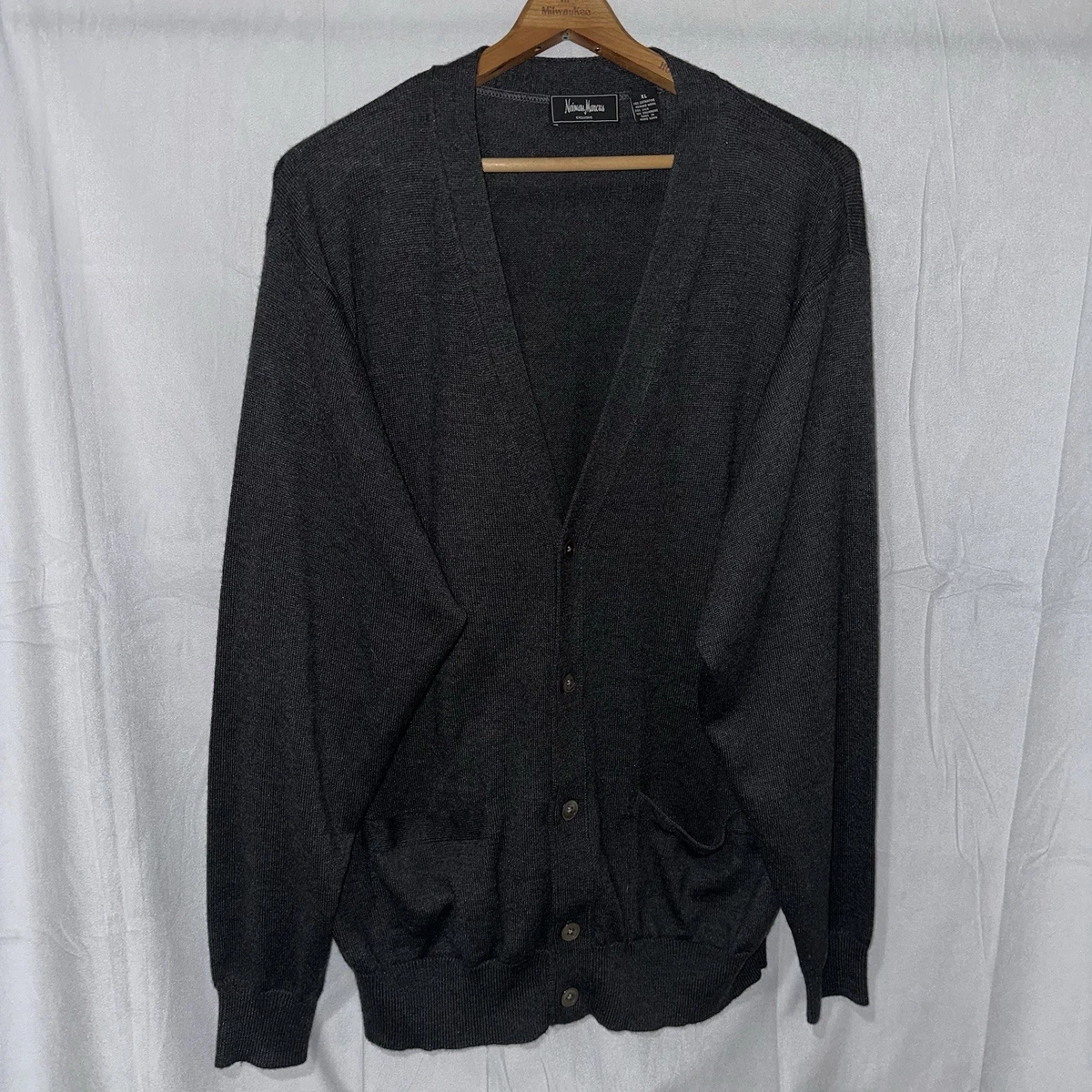 Cárdigan de Colección Neiman Marcus Merino Mezcla de Cachemira Seda Gris para Hombre XL