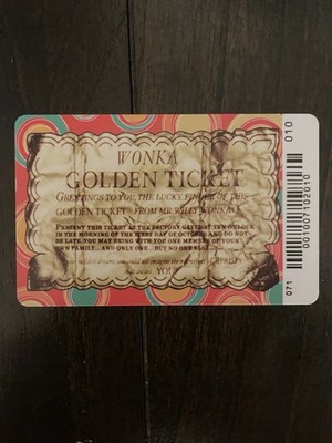 Willy Wonka Arcade Coin Pusher Card GOLDEN TICKET with BARCODE RARE