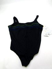 VTG Robby Len One Piece Swim Suit Womans Plus Size Black 30W Purple NWT