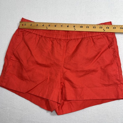 J.Crew Shorts Women Size 4 Coral Linen Cotton Blend Elastic Waist Pockets - Picture 6 of 9