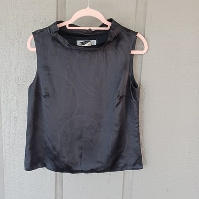 Max Mara Vintage Paisley Print Top 10 Women Quiet Luxury Sleeveless In Black
