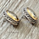 Vintage Premier Designs Silver & Gold Tone Oval Statement Earrings — photo 5