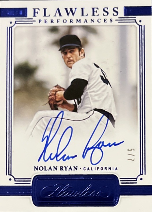 2021 PANINI FLAWLESS PERFORMANCE *NOLAN RYAN* ON CARD AUTO* BLUE  #5/7 SSP