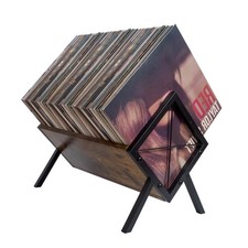 Vinyl Record Storage Holder, Record Holder 80-100 LP with Dividers, Retro Style