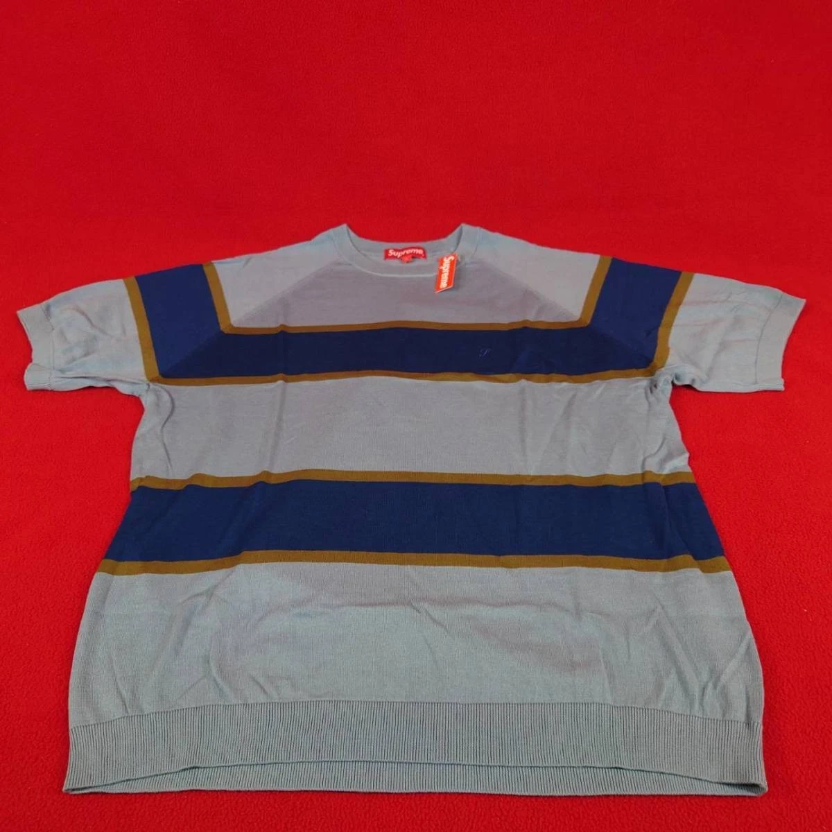 T shirt coton rayé tricot raglan neuf Supreme Supreme 17SS étiquettes L taille Kn